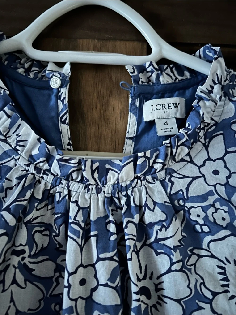 JCrew Blue Floral Ruffle Sleeve Sundress